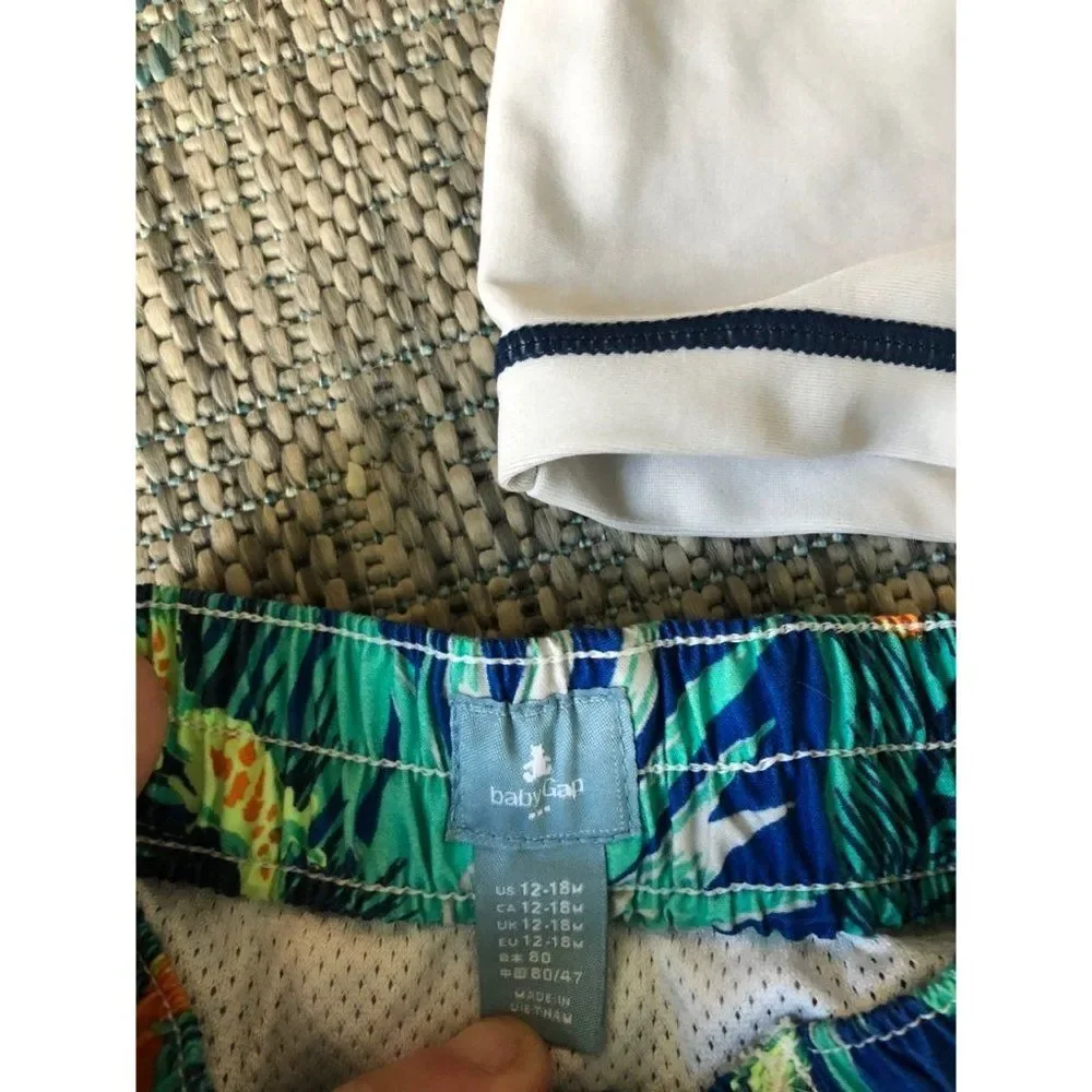 baby boys 12 month rash guard shorts set swim suit lot